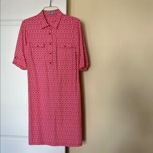 J. McLaughlin Catalina Cloth Red and White Geometric Dress